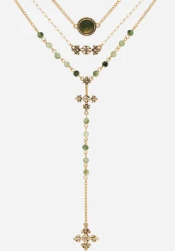 Viridity Layered Gem Multichain Necklace