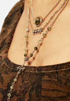 Viridity Layered Gem Multichain Necklace