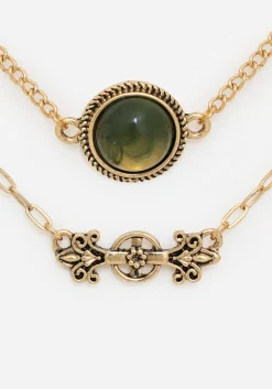 Viridity Layered Gem Multichain Necklace