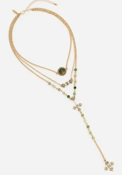Viridity Layered Gem Multichain Necklace