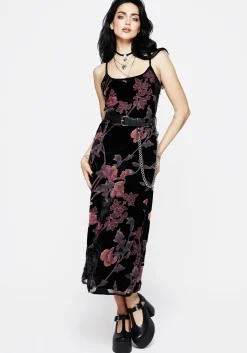 Waterlily Devoré Velour Midaxi Slip Dress