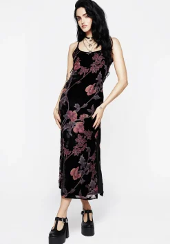 Waterlily Devoré Velour Midaxi Slip Dress