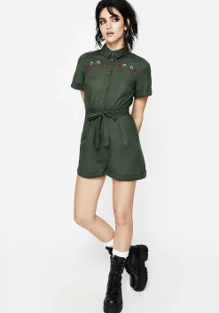 Whisper Embroidered Linen-Blend Playsuit