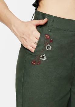 Whisper Embroidered Linen-Blend Tapered Trousers