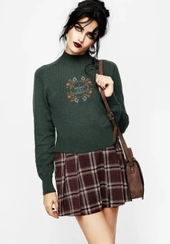 Whisper Mock Neck Embroidered Knit Sweater