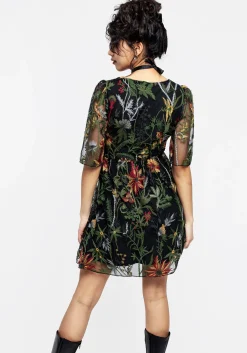 Wildflower Embroidered Mesh Mini Dress