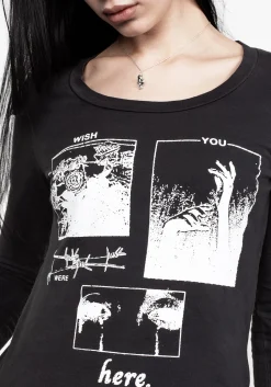 Wish Washed Black Scoop Neck T-Shirt