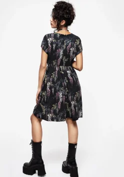 Wisteria Floral Print Mini Skater Dress