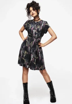 Wisteria Floral Print Mini Skater Dress