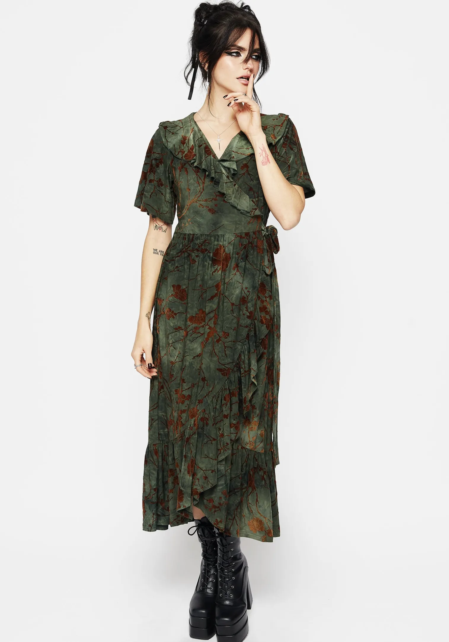 Witchfire Ruffle Midaxi Wrap Dress