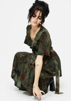 Witchfire Ruffle Midaxi Wrap Dress
