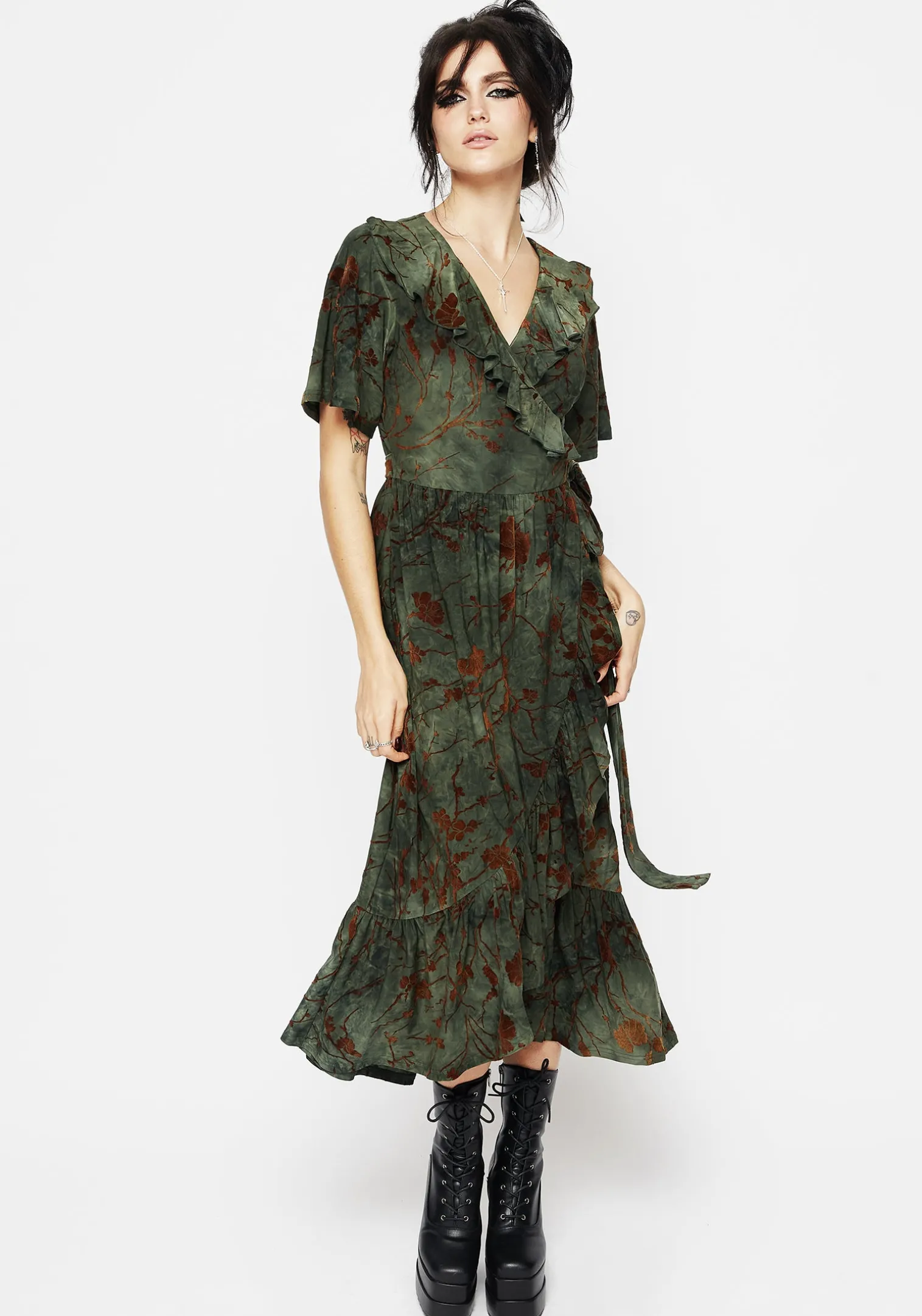 Witchfire Ruffle Midaxi Wrap Dress