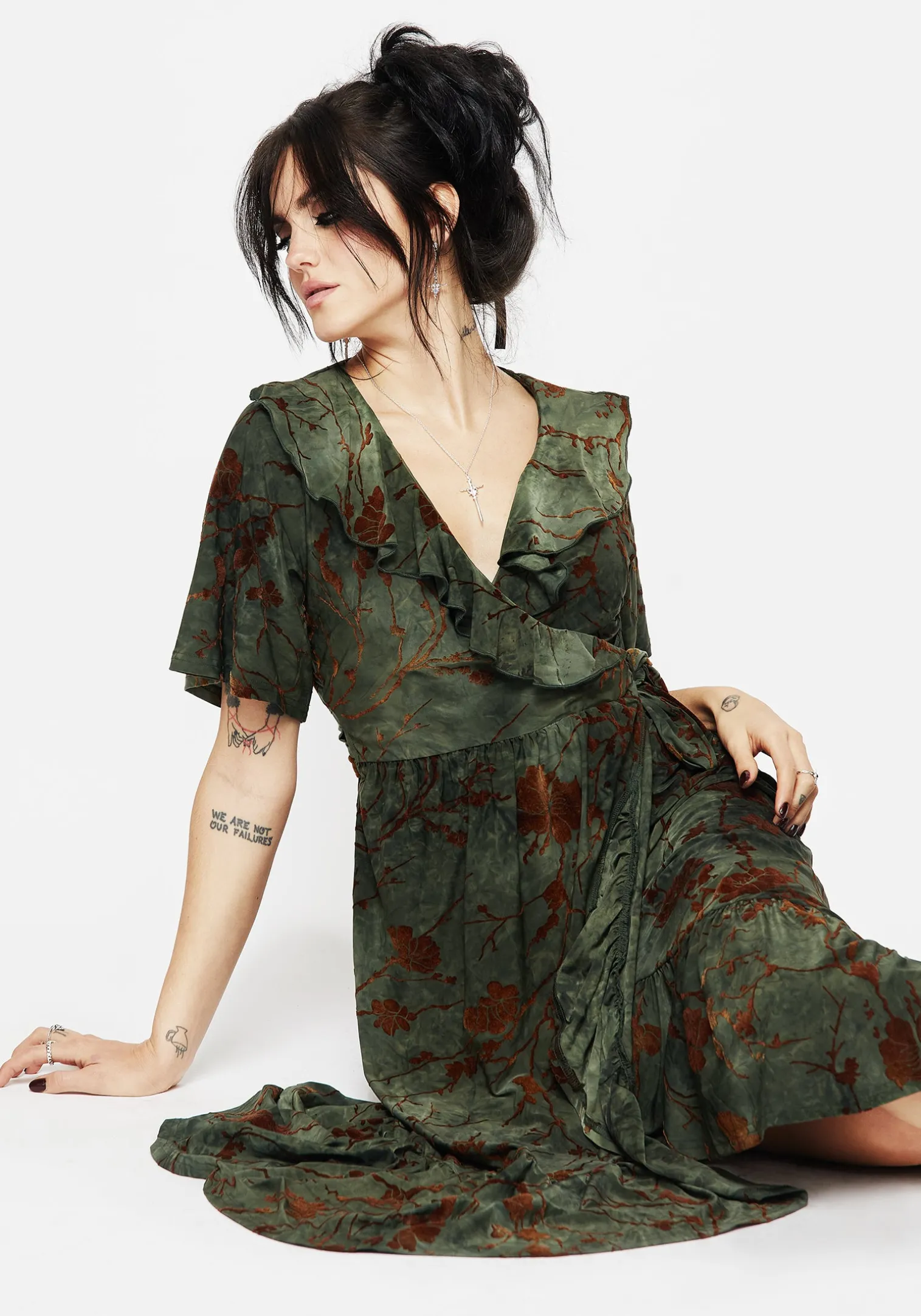 Witchfire Ruffle Midaxi Wrap Dress