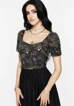 Wither Fern Print Button Up Top