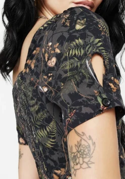 Wither Fern Print Button Up Top