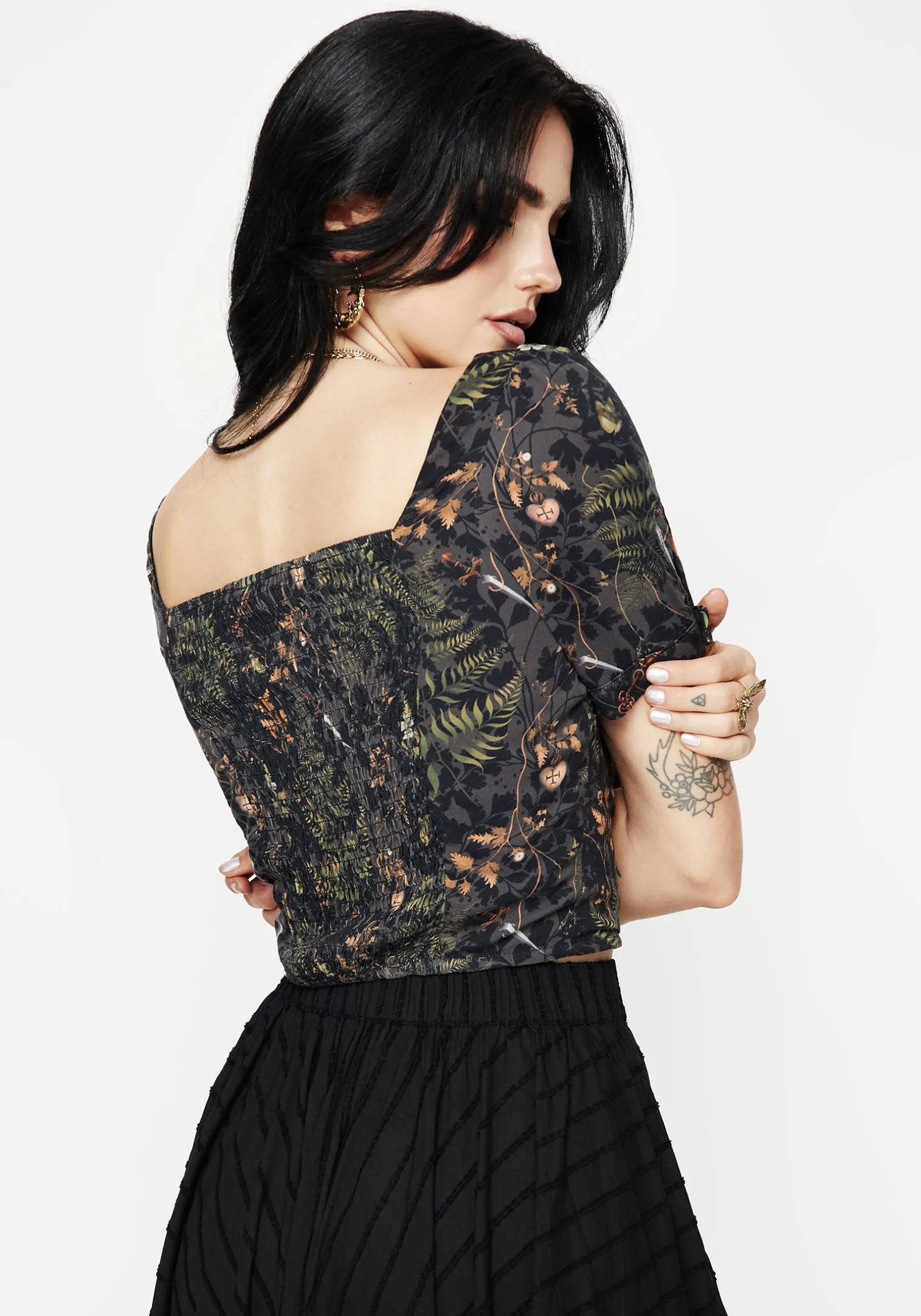 Wither Fern Print Button Up Top