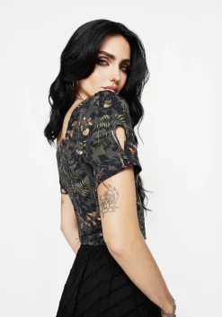 Wither Fern Print Button Up Top