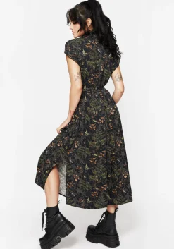 Wither Fern Print Midi Shirt Dress