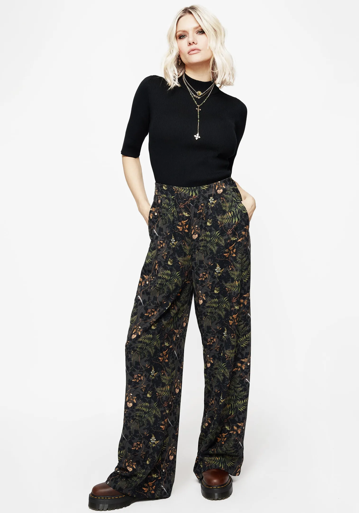 Wither Fern Print Wide Leg Trousers