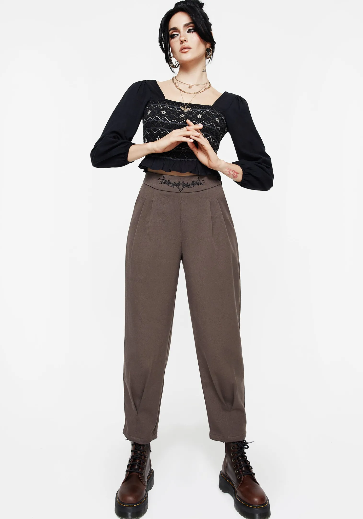 Woodruff Embroidered Balloon Leg Trouser