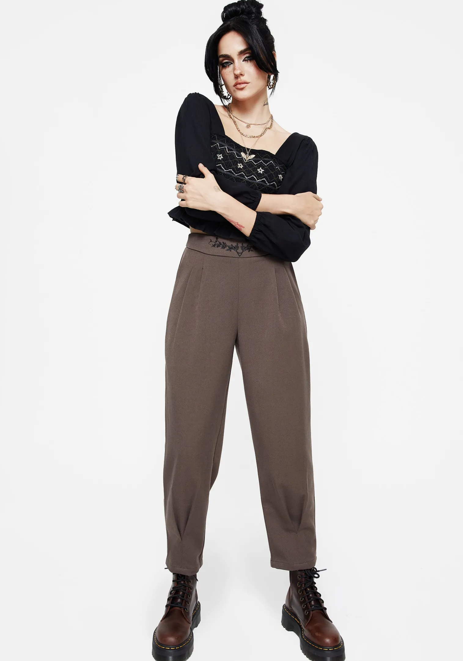 Woodruff Embroidered Balloon Leg Trouser