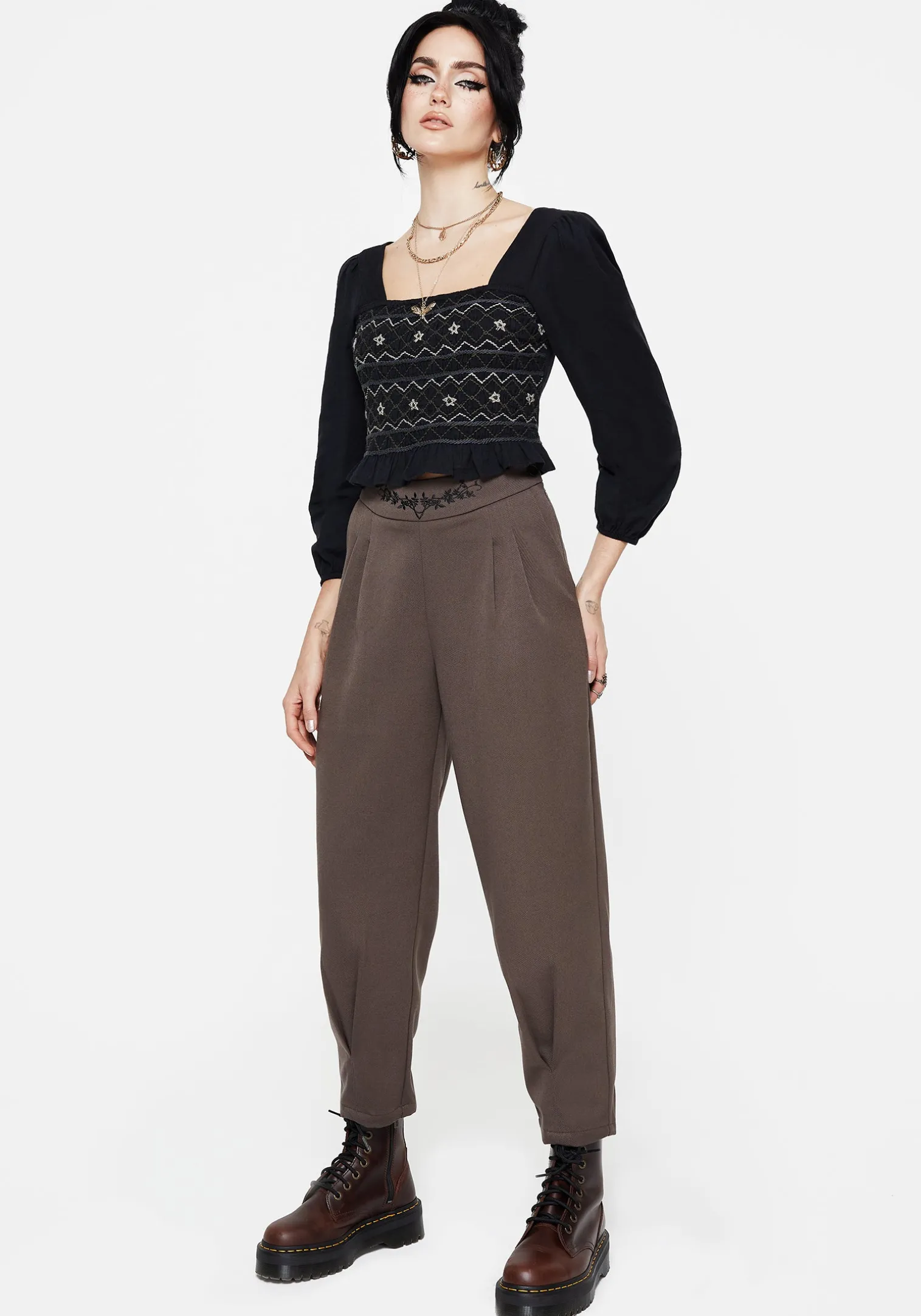 Woodruff Embroidered Balloon Leg Trouser