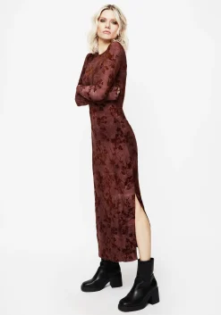 Wytchelm Flocked Velour Midaxi Dress - Red