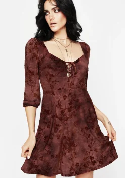 Wytchelm Floral Flocked Velour Mini Dress - Red