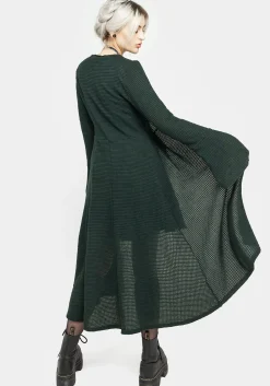 Xana Textured Tie Front Long Cardigan - Green