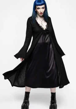 Xana Textured Tie Front Long Cardigan