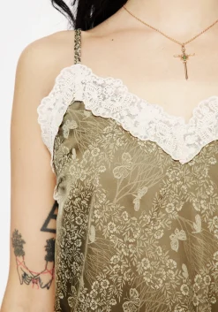 Yara Floral Print Lace Trim Cami Top