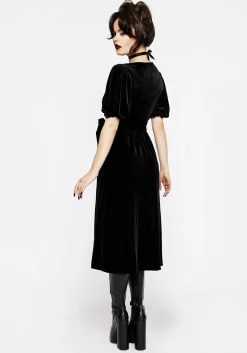 Zarina Embroidered Midi Wrap Dress - Black