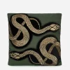 Zarina Snake Embroidered Velour Throw Cushion