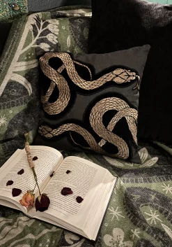 Zarina Snake Embroidered Velour Throw Cushion
