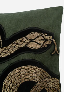 Zarina Snake Embroidered Velour Throw Cushion