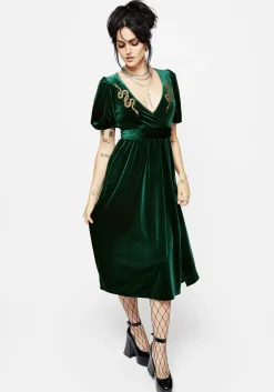 Zarina Velour Applique Midi Wrap Dress