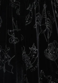 Zodiac Foil Print Button Front Velour Jumpsuit