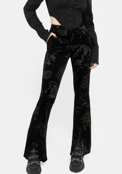 Zodiac Foil Print Split Slim Flare Trousers