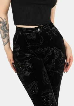 Zodiac Foil Print Split Slim Flare Trousers