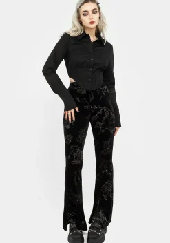 Zodiac Foil Print Split Slim Flare Trousers