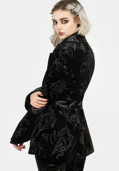 Zodiac Foil Print Velour Blazer