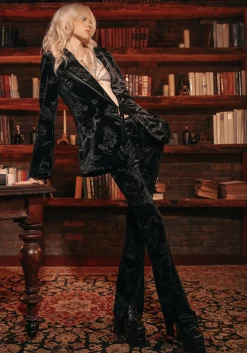 Zodiac Foil Print Velour Blazer