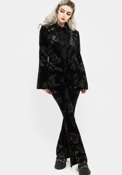 Zodiac Foil Print Velour Blazer