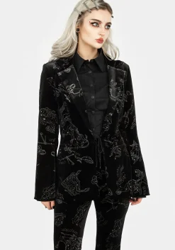 Zodiac Foil Print Velour Blazer