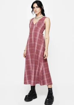 Zorina Cotton Check Midaxi Dress