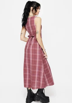Zorina Cotton Check Midaxi Dress
