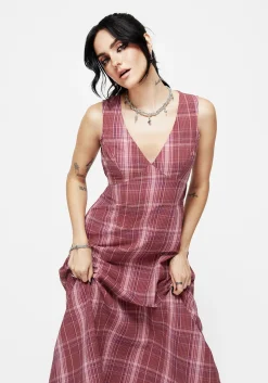 Zorina Cotton Check Midaxi Dress