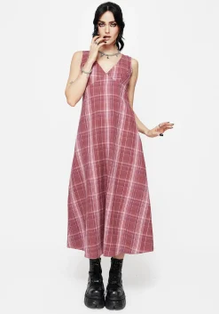 Zorina Cotton Check Midaxi Dress