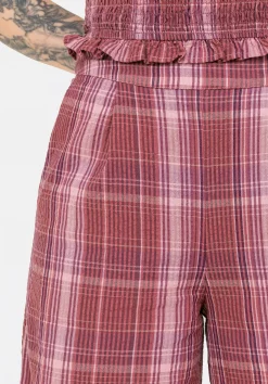 Zorina Cotton Check Wide Leg Trousers