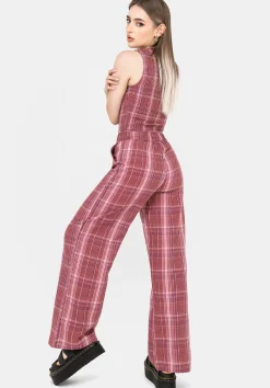 Zorina Cotton Check Wide Leg Trousers